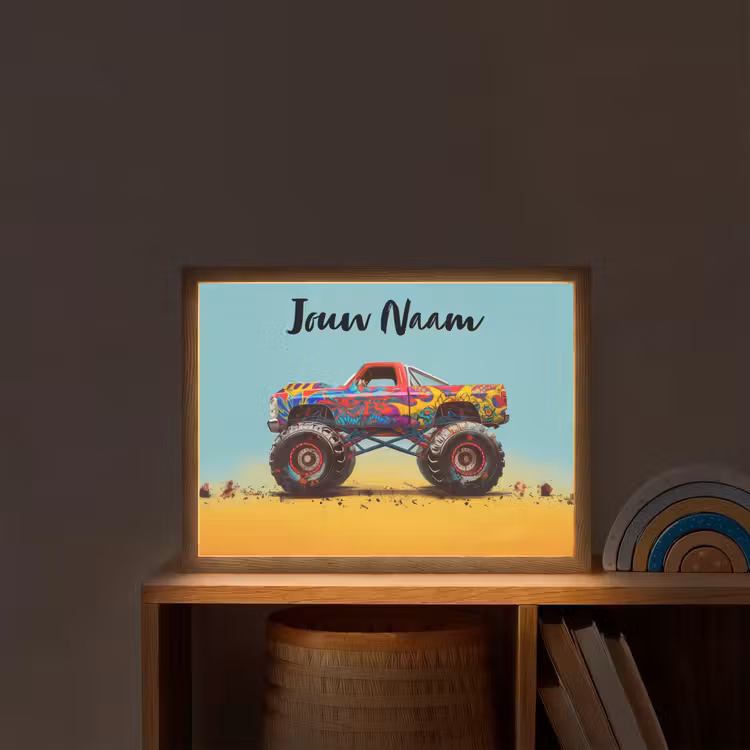 Lightbox - Wandlamp kinderkamer met naam - Monstertruck - Graffiti - Jongens - Auto — 2