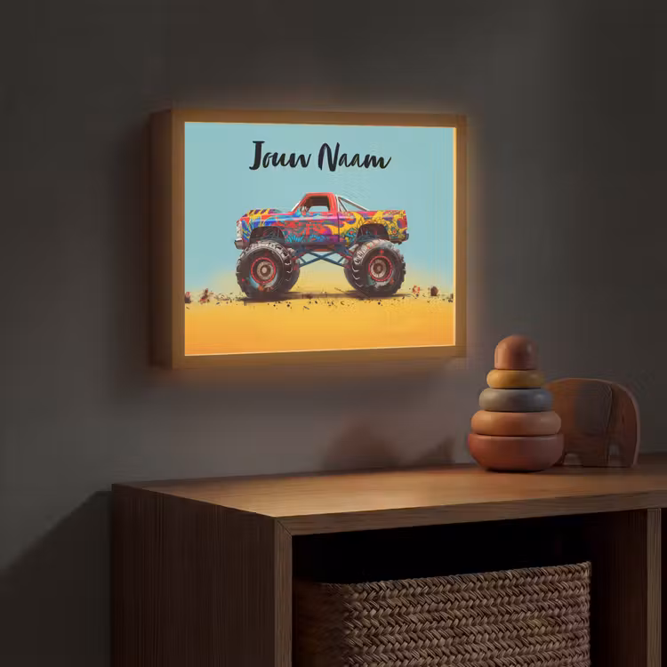 Lightbox - Wandlamp kinderkamer met naam - Monstertruck - Graffiti - Jongens - Auto — 4