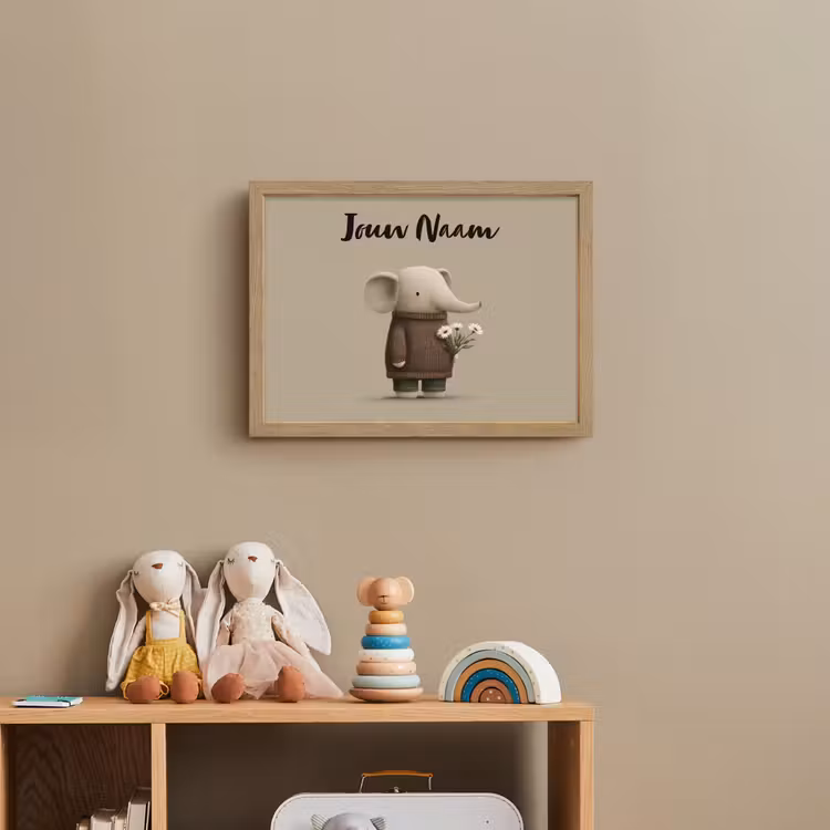 Lightbox - Wandlamp kinderkamer met naam - Olifant - Witte bloemen - Kindvriendelijk — 3