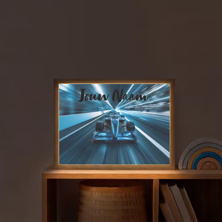 Lightbox - Wandlamp kinderkamer met naam - Race - Auto - Formule 1 - Jongens - Blauw — 2