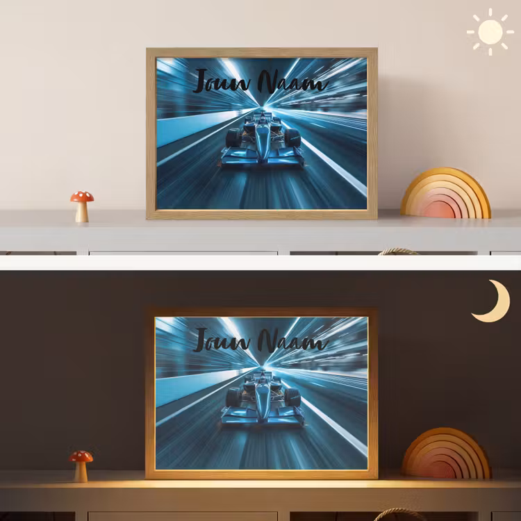 Lightbox - Wandlamp kinderkamer met naam - Race - Auto - Formule 1 - Jongens - Blauw — 6