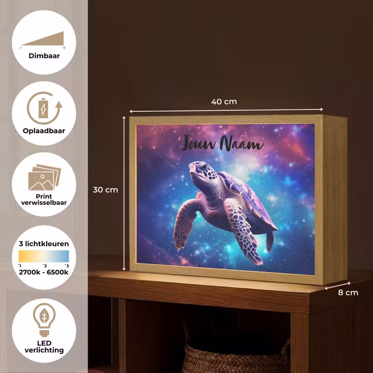 Lightbox - Wandlamp kinderkamer met naam - Schildpad - Dier - Galaxy - Ruimte — 10
