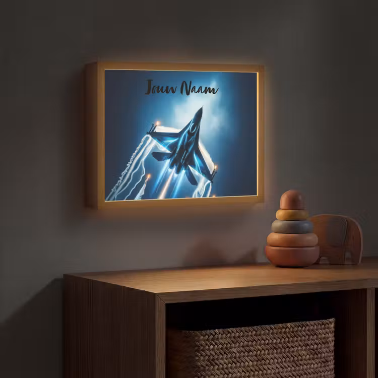 Lightbox - Wandlamp kinderkamer met naam - Straaljager - Blauw - Jongens — 4