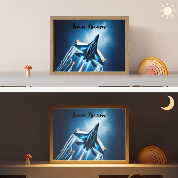Lightbox - Wandlamp kinderkamer met naam - Straaljager - Blauw - Jongens — 6