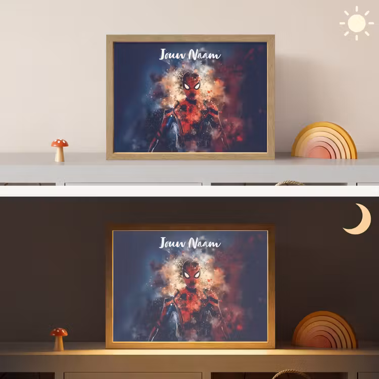 Lightbox - Wandlamp kinderkamer met naam - Superheld - Jongens - Rook - Kleuren — 6