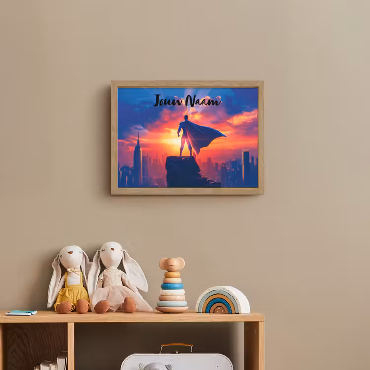 Lightbox - Wandlamp kinderkamer met naam - Superheld - Stad - Jongens - Kleurrijk - Zon — 3