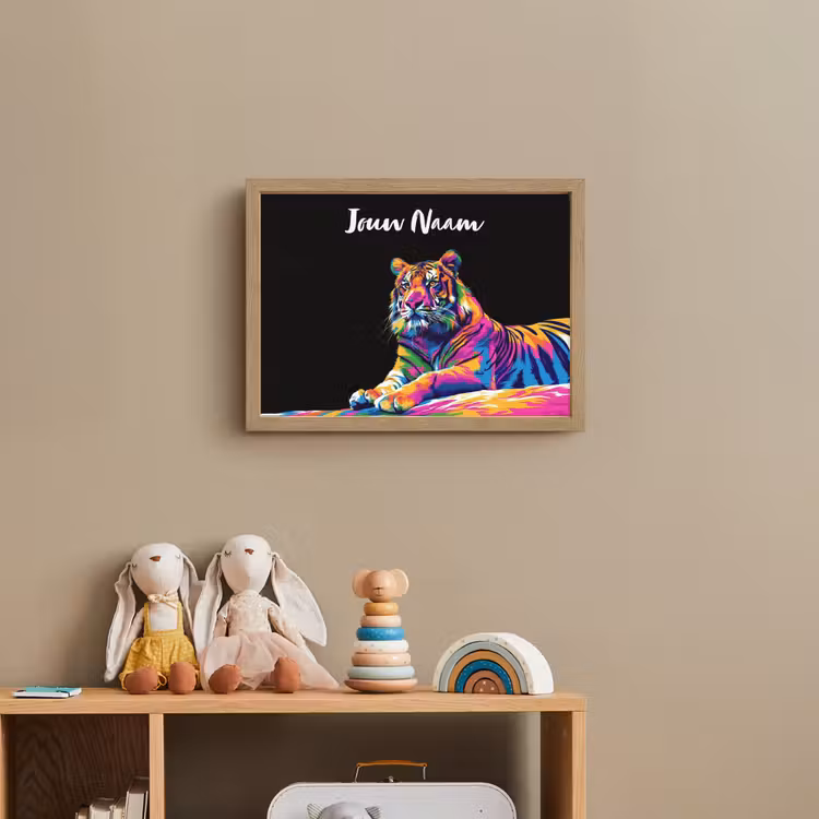 Lightbox - Wandlamp kinderkamer met naam - Tijger - Kleurrijk - Dieren - Zwart - Neon — 3