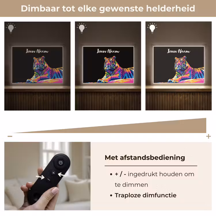 Lightbox - Wandlamp kinderkamer met naam - Tijger - Kleurrijk - Dieren - Zwart - Neon — 7