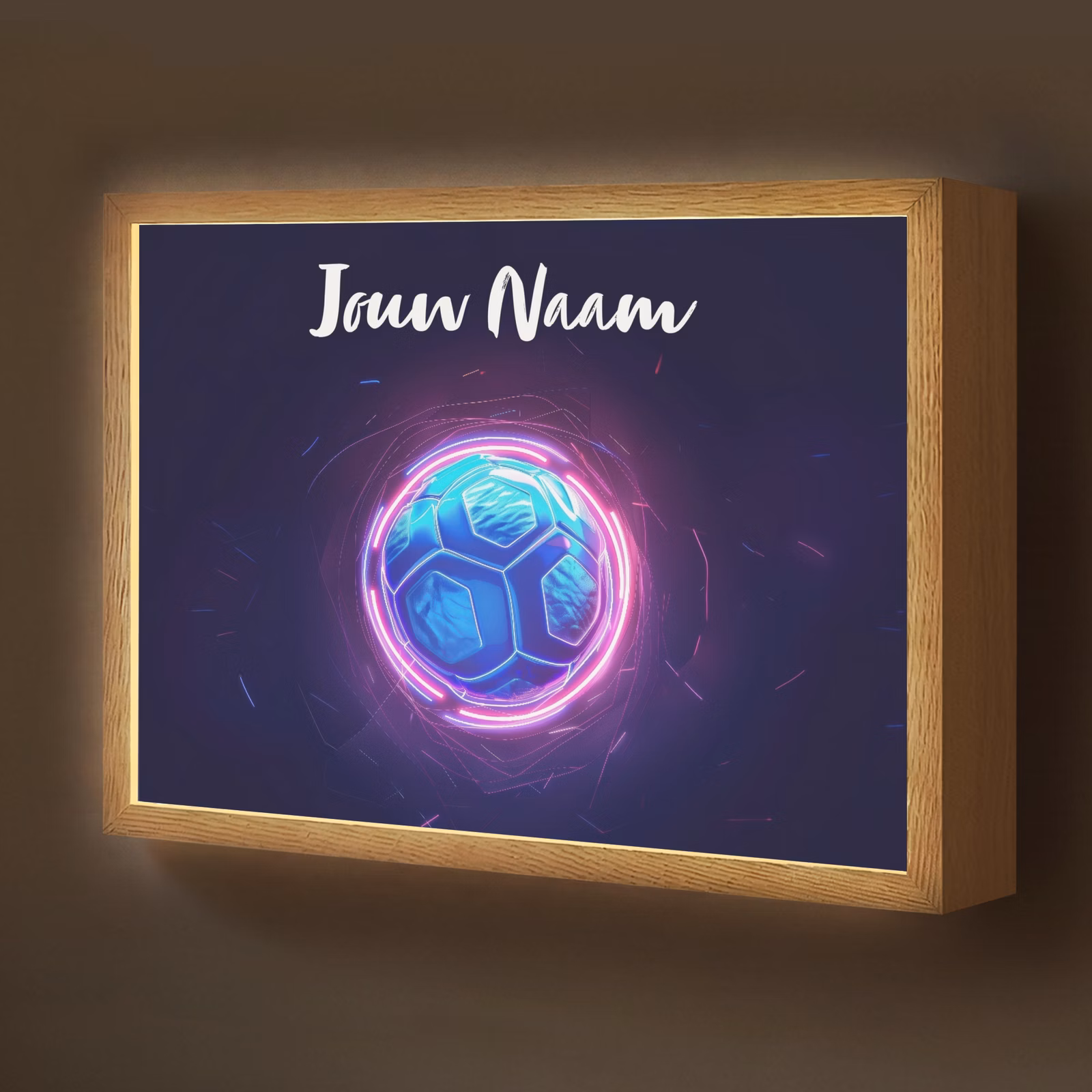Lightbox - Wandlamp kinderkamer met naam - Voetbal - Sport - Blauw - Paars — 1