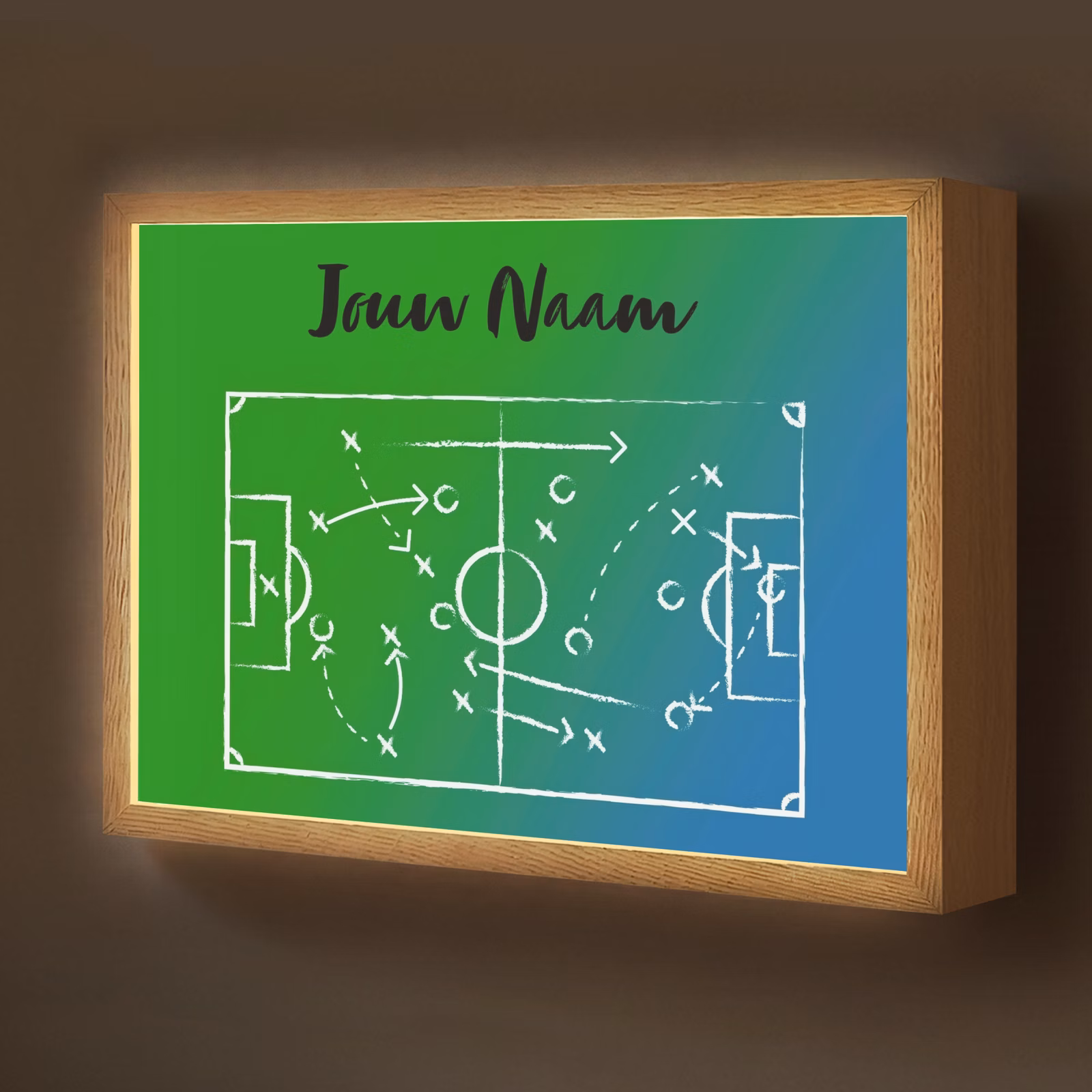 Lightbox - Wandlamp kinderkamer met naam - Voetbal - Tactiek - Spel - Groen - Blauw — 1