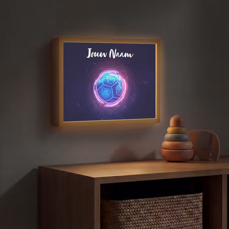 Lightbox - Wandlamp kinderkamer met naam - Voetbal - Sport - Blauw - Paars — 4