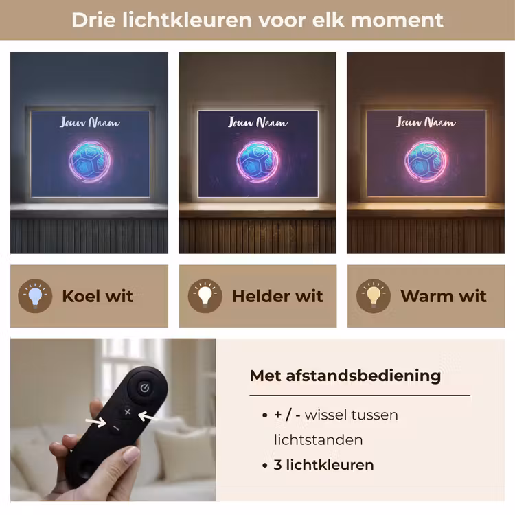Lightbox - Wandlamp kinderkamer met naam - Voetbal - Sport - Blauw - Paars — 8