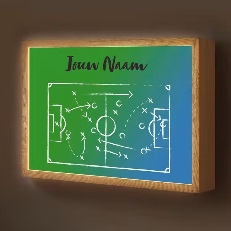 Lightbox - Wandlamp kinderkamer met naam - Voetbal - Tactiek - Spel - Groen - Blauw — 1