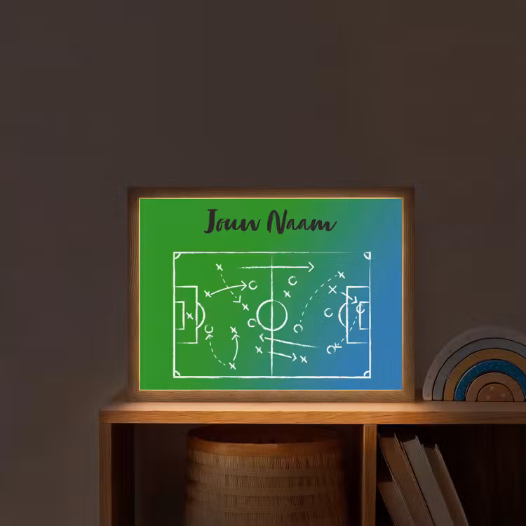 Lightbox - Wandlamp kinderkamer met naam - Voetbal - Tactiek - Spel - Groen - Blauw — 2
