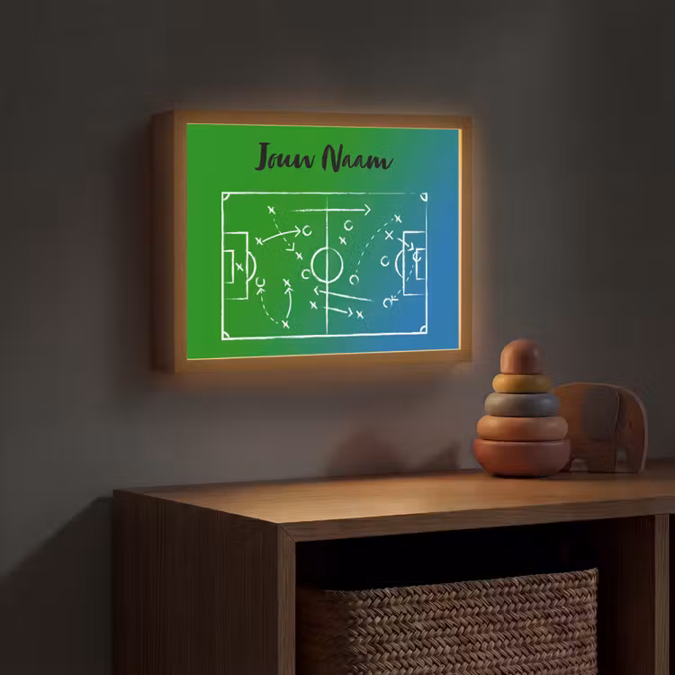 Lightbox - Wandlamp kinderkamer met naam - Voetbal - Tactiek - Spel - Groen - Blauw — 4