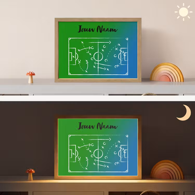 Lightbox - Wandlamp kinderkamer met naam - Voetbal - Tactiek - Spel - Groen - Blauw — 6