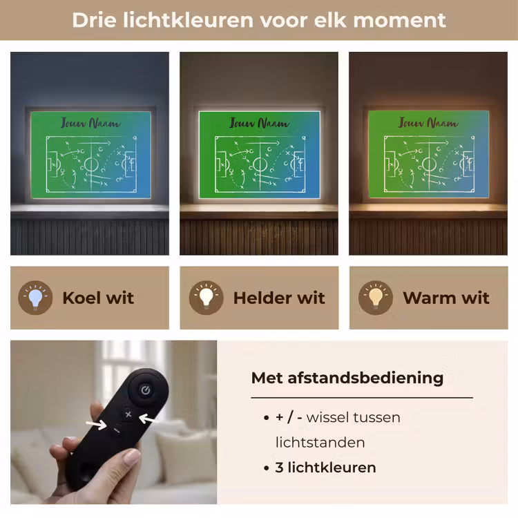 Lightbox - Wandlamp kinderkamer met naam - Voetbal - Tactiek - Spel - Groen - Blauw — 8