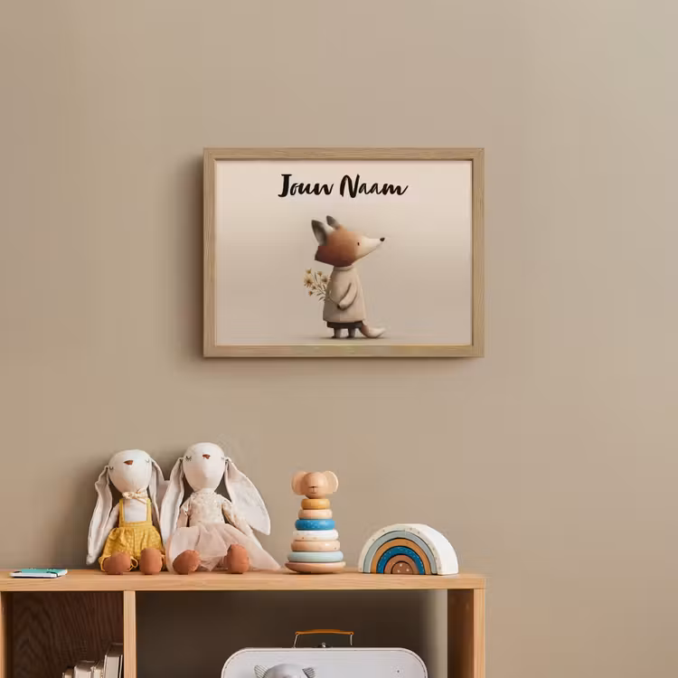 Lightbox - Wandlamp kinderkamer met naam - Vos - Gele bloemen - Minimalistisch — 3