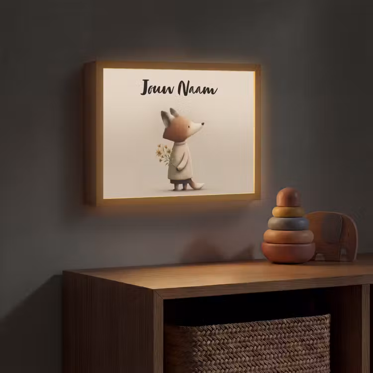 Lightbox - Wandlamp kinderkamer met naam - Vos - Gele bloemen - Minimalistisch — 4