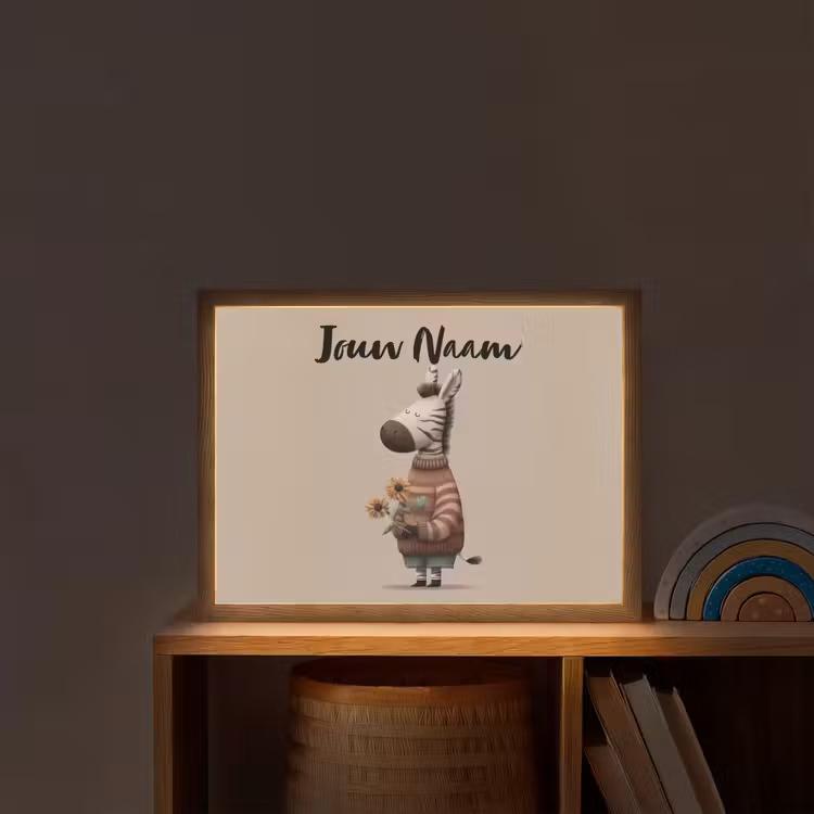 Lightbox - Wandlamp kinderkamer met naam - Zebra - Zonnebloemen - Warm — 2
