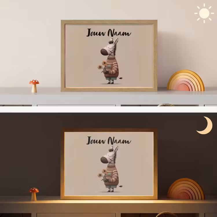 Lightbox - Wandlamp kinderkamer met naam - Zebra - Zonnebloemen - Warm — 6