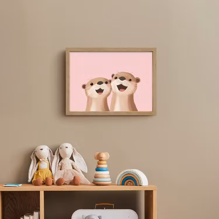 Lightbox - Wandlamp kinderkamer - Otters - Glimlach - Bruin — 3