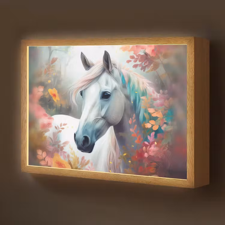 Lightbox - Wandlamp kinderkamer - Paard - Natuur - Bloemen - Dieren - Bos — 1