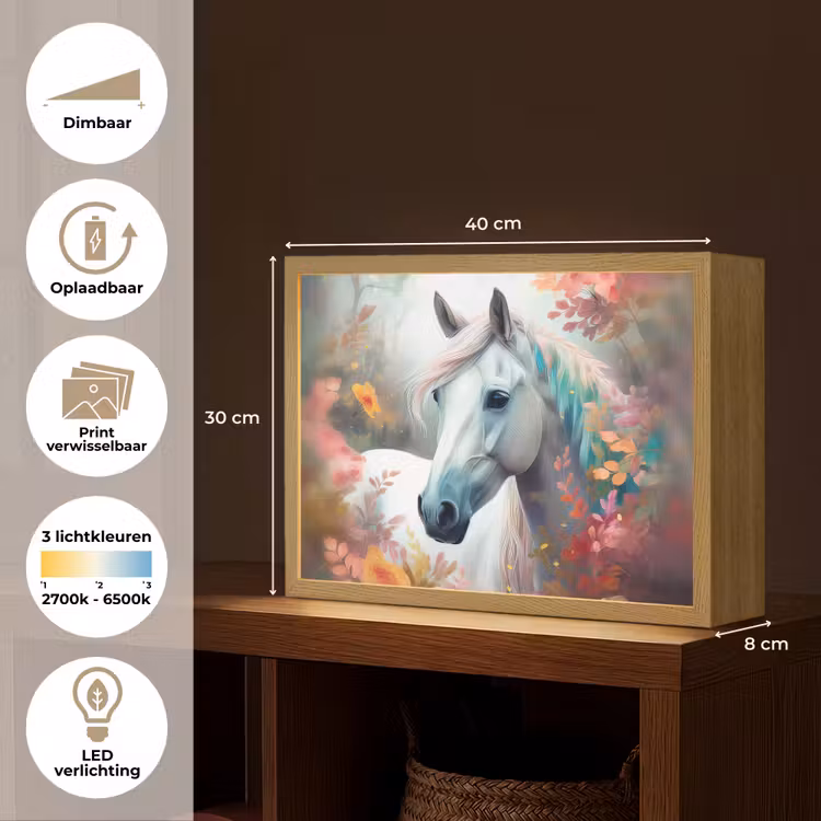 Lightbox - Wandlamp kinderkamer - Paard - Natuur - Bloemen - Dieren - Bos — 10
