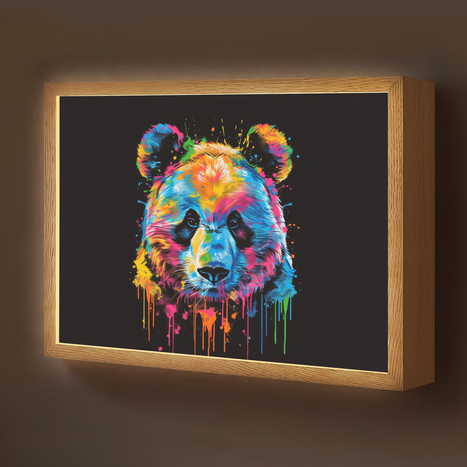 Lightbox - Wandlamp kinderkamer - Panda - Dieren - Kleur - Verf - Zwart — 1