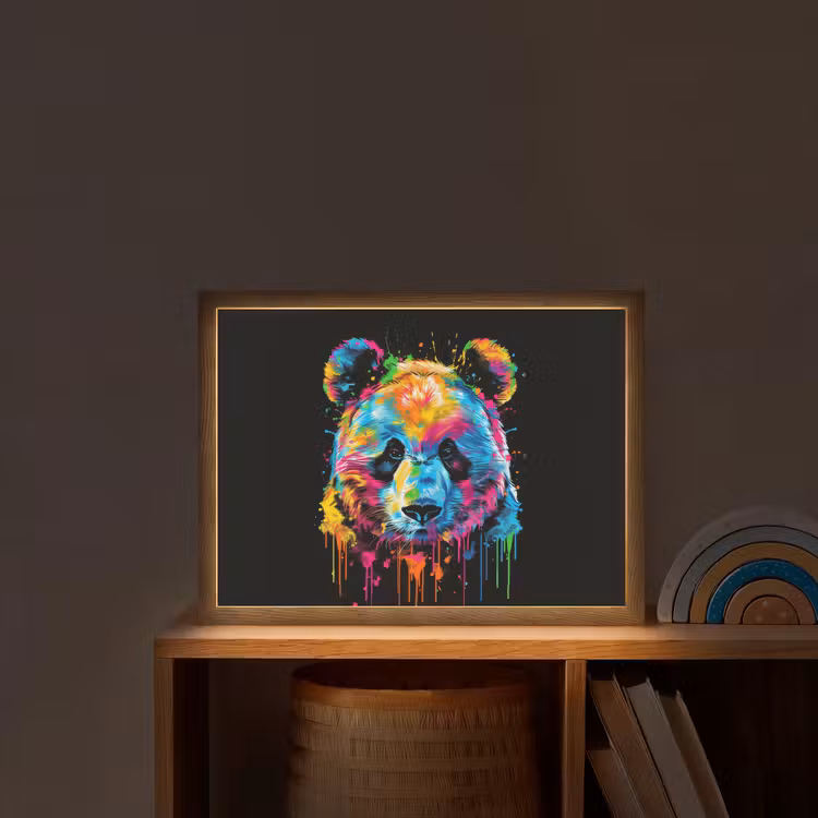 Lightbox - Wandlamp kinderkamer - Panda - Dieren - Kleur - Verf - Zwart — 2