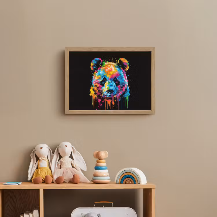 Lightbox - Wandlamp kinderkamer - Panda - Dieren - Kleur - Verf - Zwart — 3