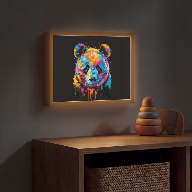 Lightbox - Wandlamp kinderkamer - Panda - Dieren - Kleur - Verf - Zwart — 4