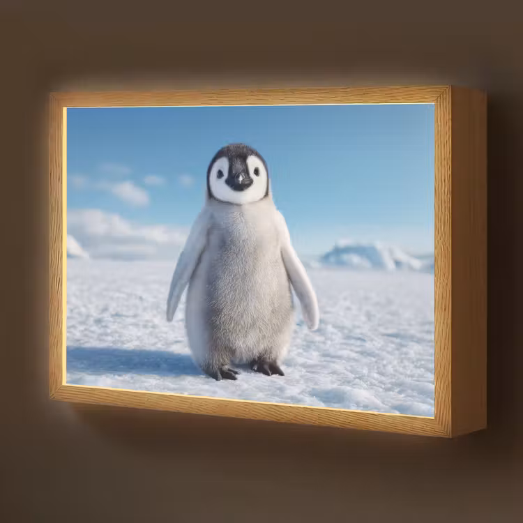Lightbox - Wandlamp kinderkamer - Pinguïn - Sneeuw - Landschap - Wit — 1