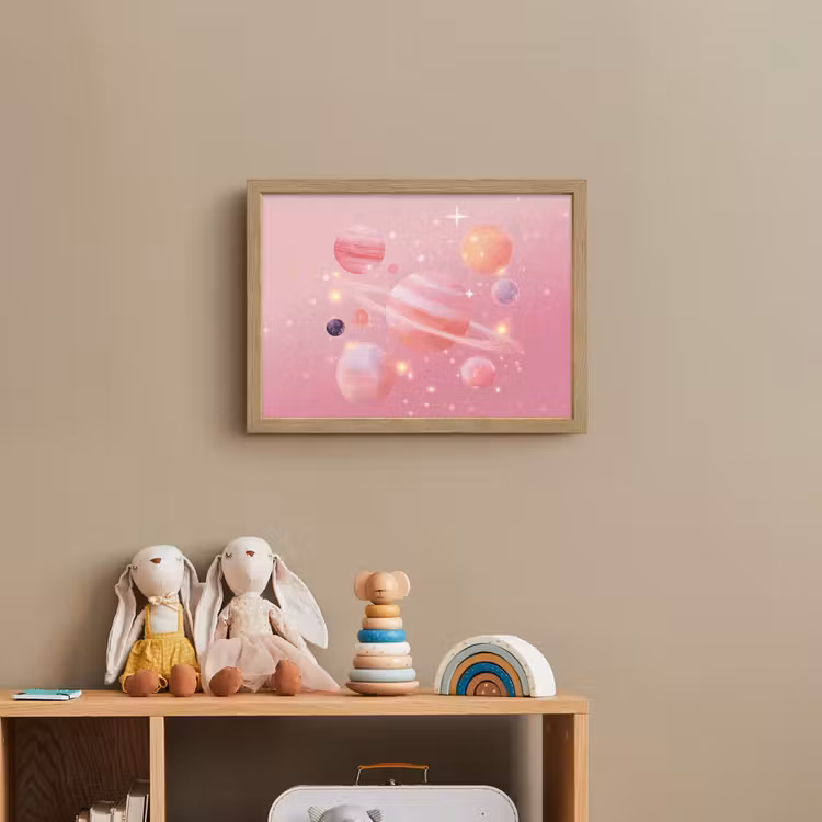 Lightbox - Wandlamp kinderkamer - Planeten - Roze - Sterren — 3