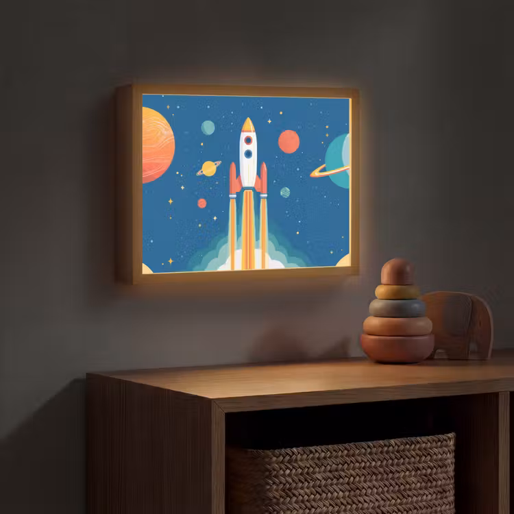 Lightbox - Wandlamp kinderkamer - Raket - Planeten - Ruimte — 4