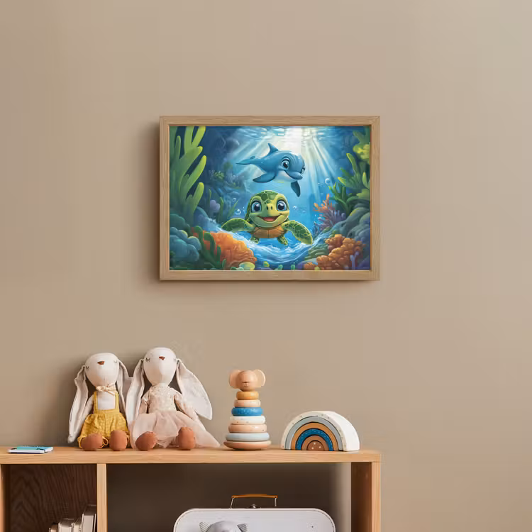 Lightbox - Wandlamp kinderkamer - Schildpad - Dolfijn - Oceaan — 3