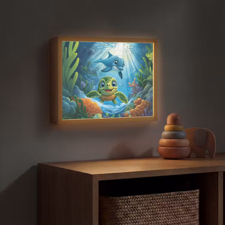 Lightbox - Wandlamp kinderkamer - Schildpad - Dolfijn - Oceaan — 4