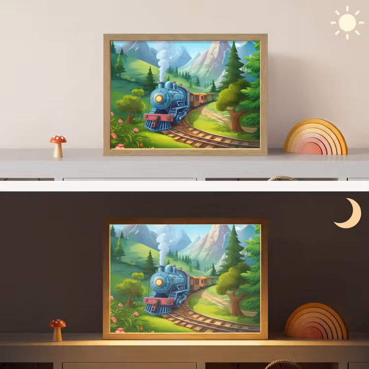 Lightbox - Wandlamp kinderkamer - Trein - Bloemen - Kinderen - Natuur — 6