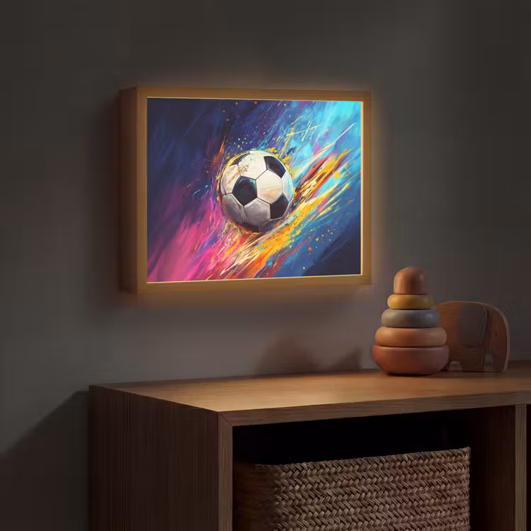 Lightbox - Wandlamp kinderkamer - Voetbal - Kleurrijk - Abstract - Penseelstreken — 4
