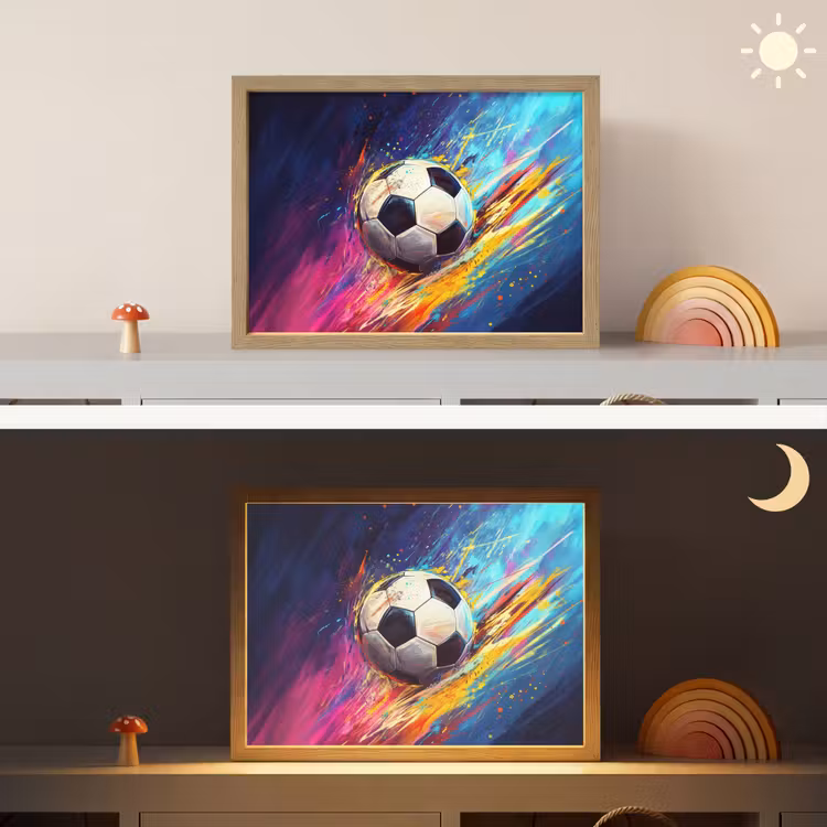 Lightbox - Wandlamp kinderkamer - Voetbal - Kleurrijk - Abstract - Penseelstreken — 6