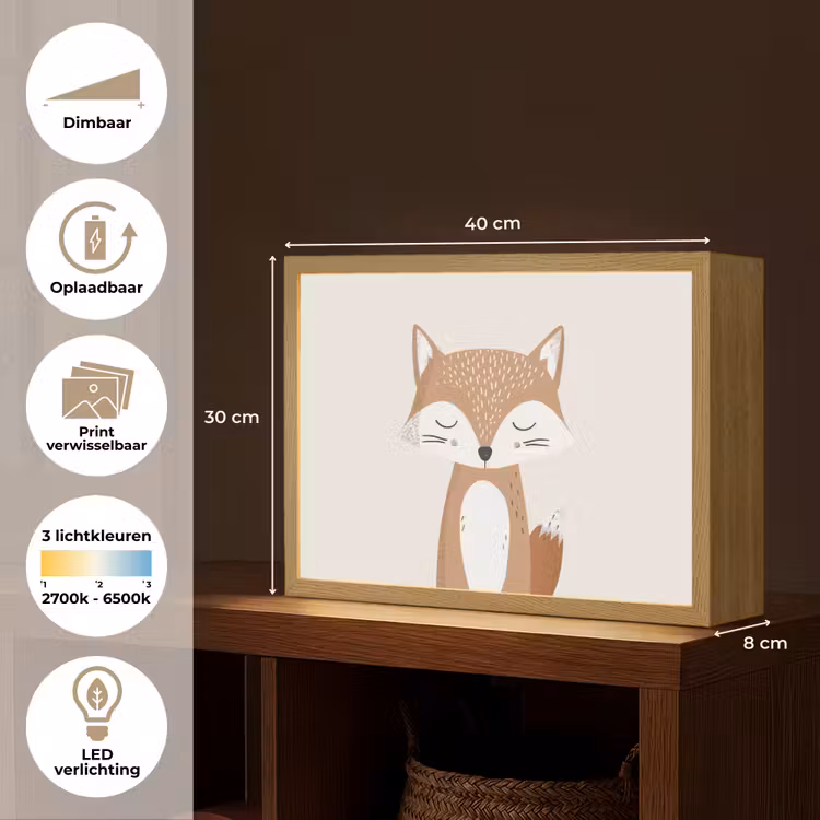 Lightbox - Wandlamp kinderkamer - Vos - Dier - Bosdieren — 10