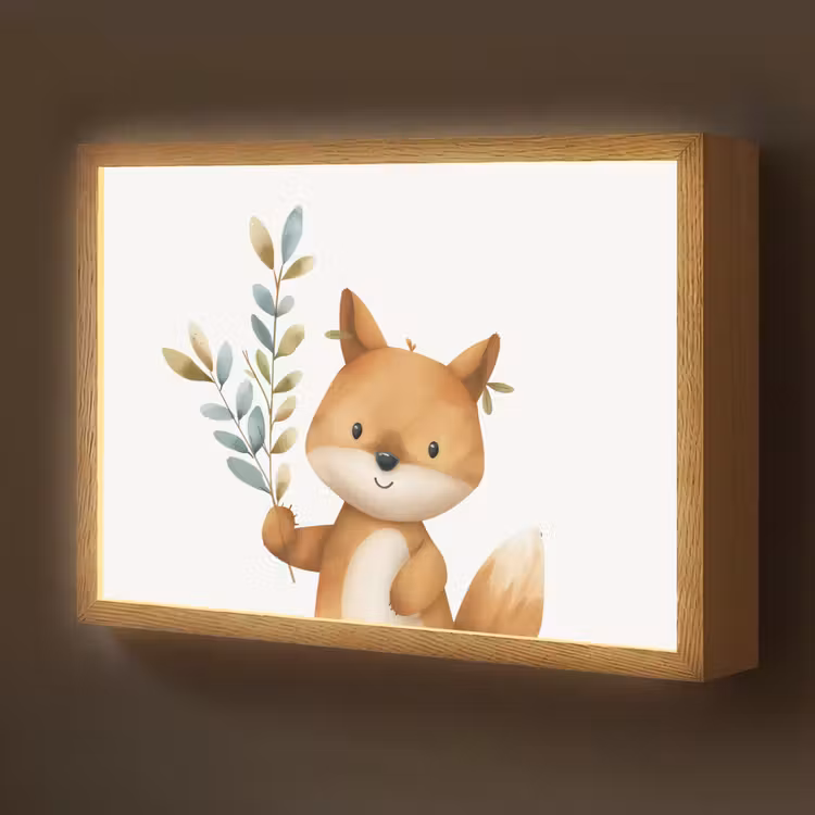 Lightbox - Wandlamp kinderkamer - Vos - Dier - Bosdieren — 1