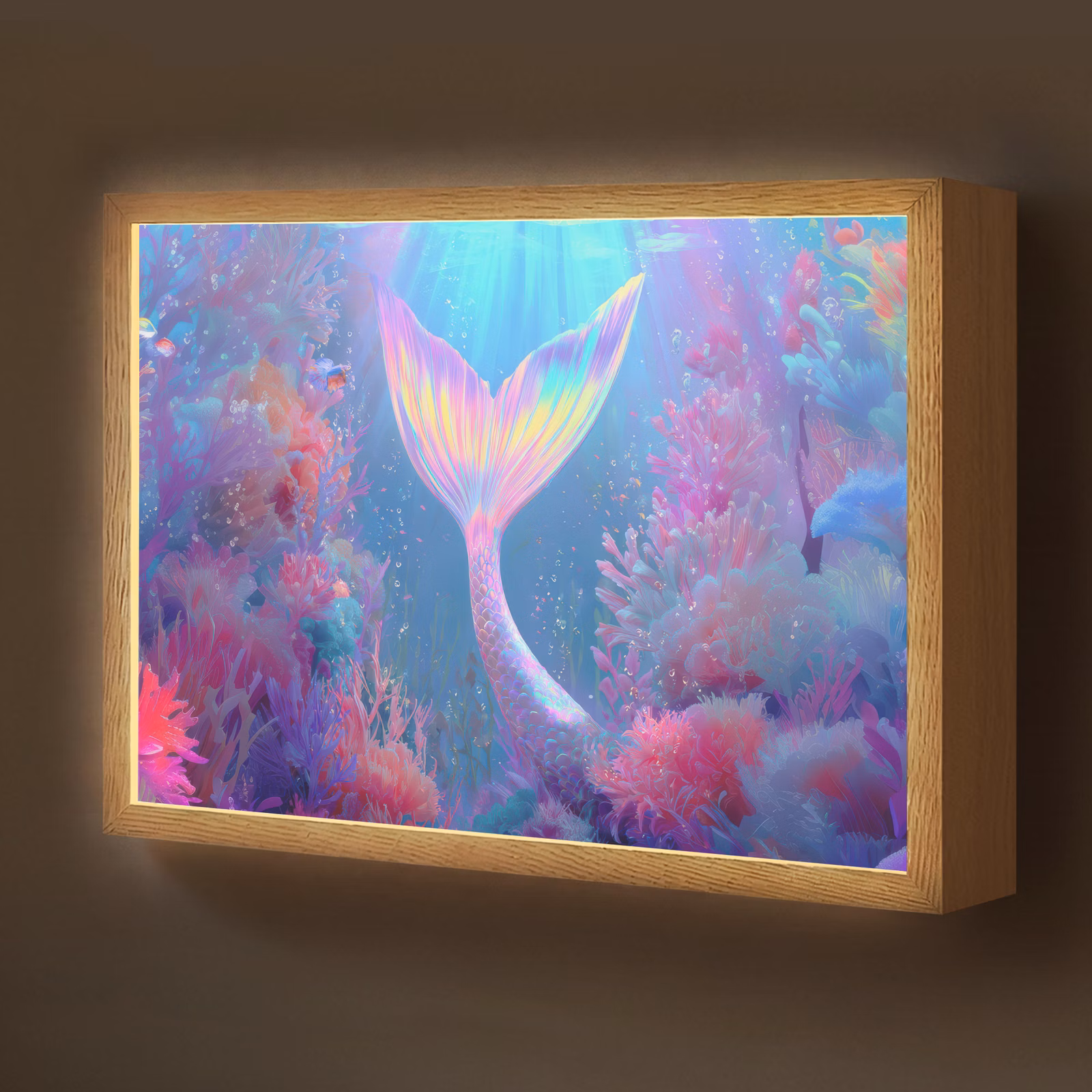 Lightbox - Wandlamp kinderkamer - Zeemeerminnenstaart - Koraal - Water — 1