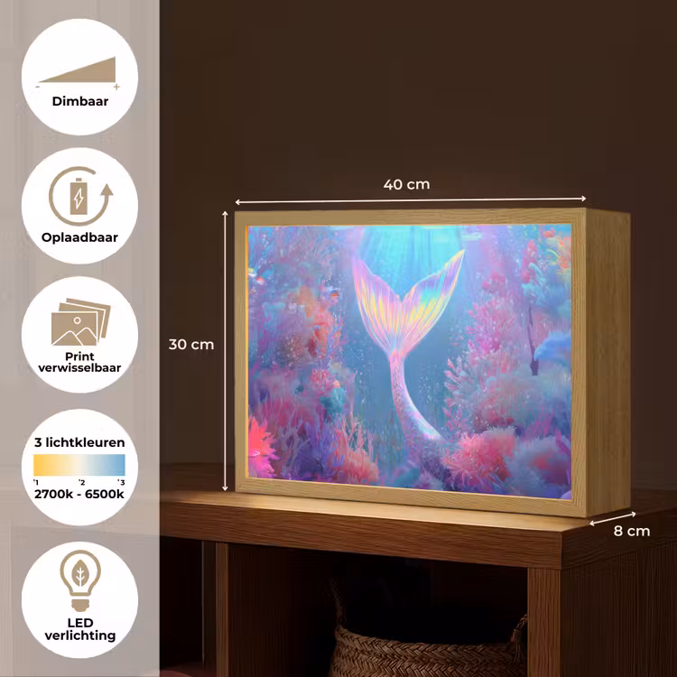 Lightbox - Wandlamp kinderkamer - Zeemeerminnenstaart - Koraal - Water — 10