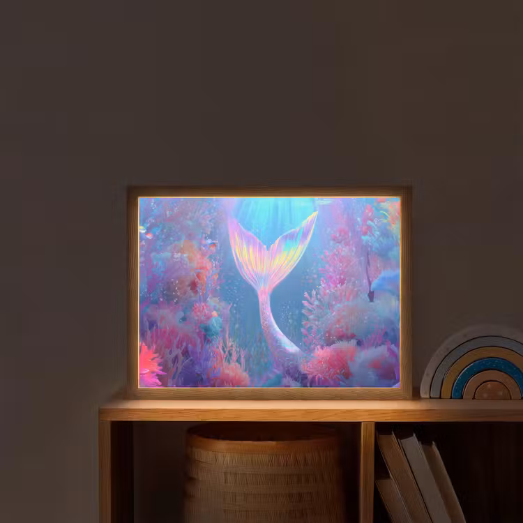 Lightbox - Wandlamp kinderkamer - Zeemeerminnenstaart - Koraal - Water — 2