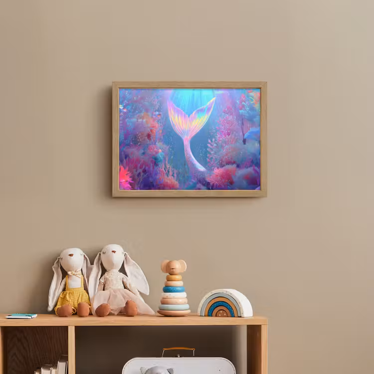 Lightbox - Wandlamp kinderkamer - Zeemeerminnenstaart - Koraal - Water — 3