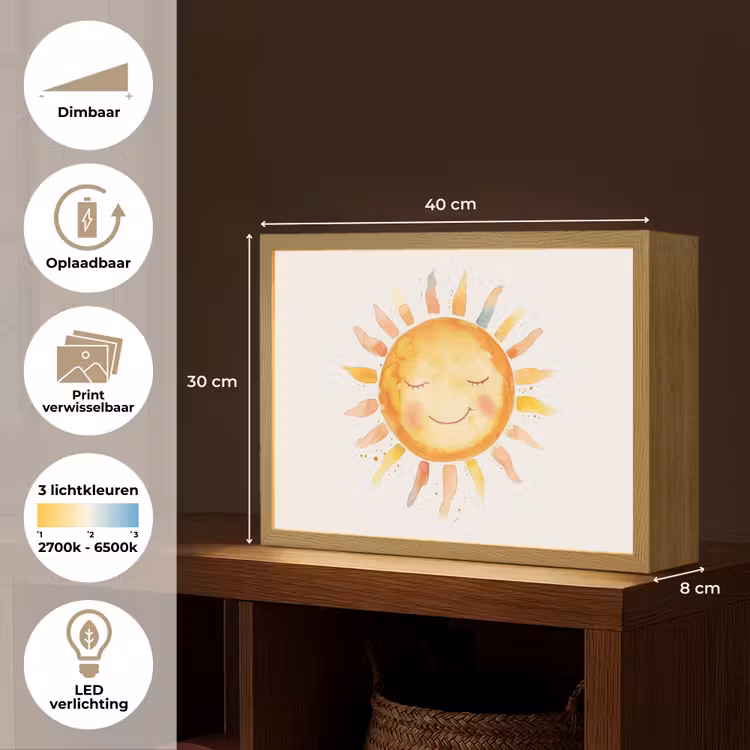 Lightbox - Wandlamp kinderkamer - Zon - Watercolor - Geel — 10