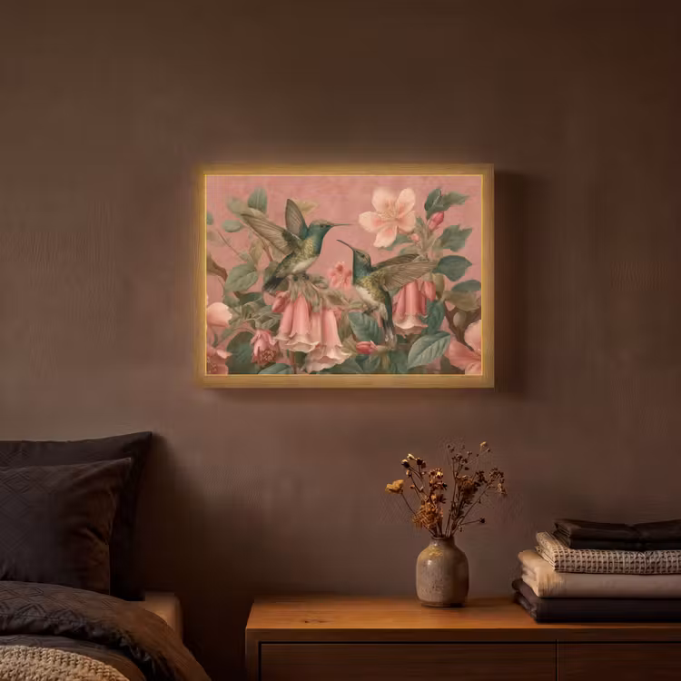 Lightbox - Wandlamp - Kolibries - Bloemen - Groen - Roze — 3