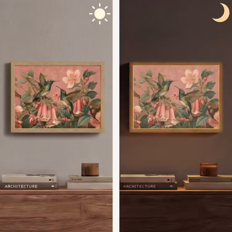 Lightbox - Wandlamp - Kolibries - Bloemen - Groen - Roze — 6