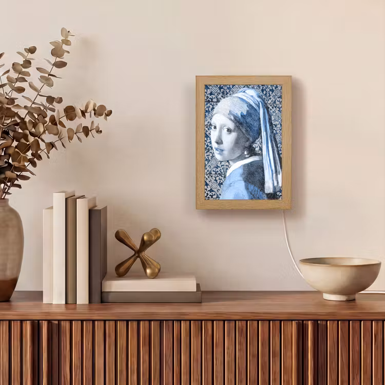 Lightbox - Wandlamp - Meisje met de parel - Johannes Vermeer - Delfts blauw — 4